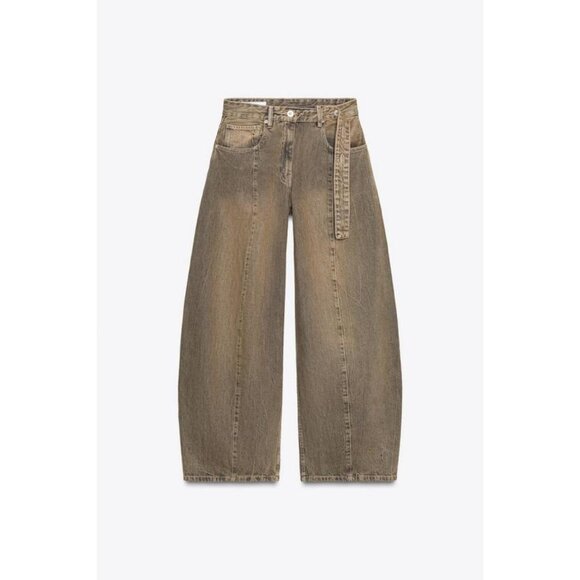 ZARA TRF OVERSIZE LOW-RISE JEANS - Picture 8 of 10